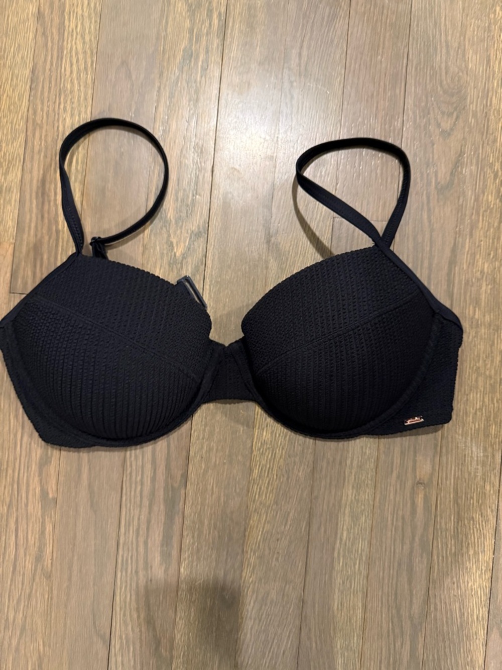 PINK black Textured Push-Up Swim Top Women Intimates size medium -DD